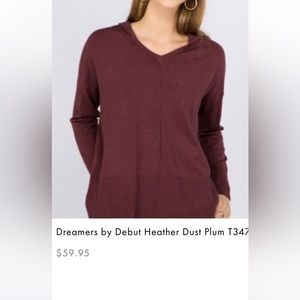 Dreamers Pullover Lightweight Sweater with Hoodie Women’s Dust Plum Size M‎